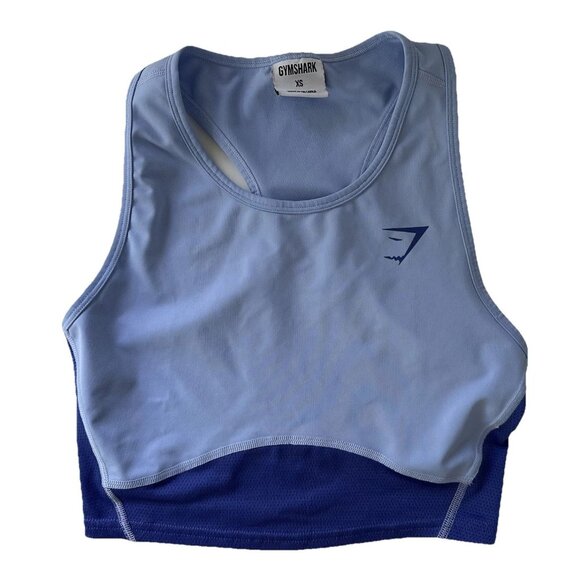 Gymshark Pulse Crop Tank Size Small - Two Tone Light Blue Bright Blue Sports Bra - Picture 1 of 4